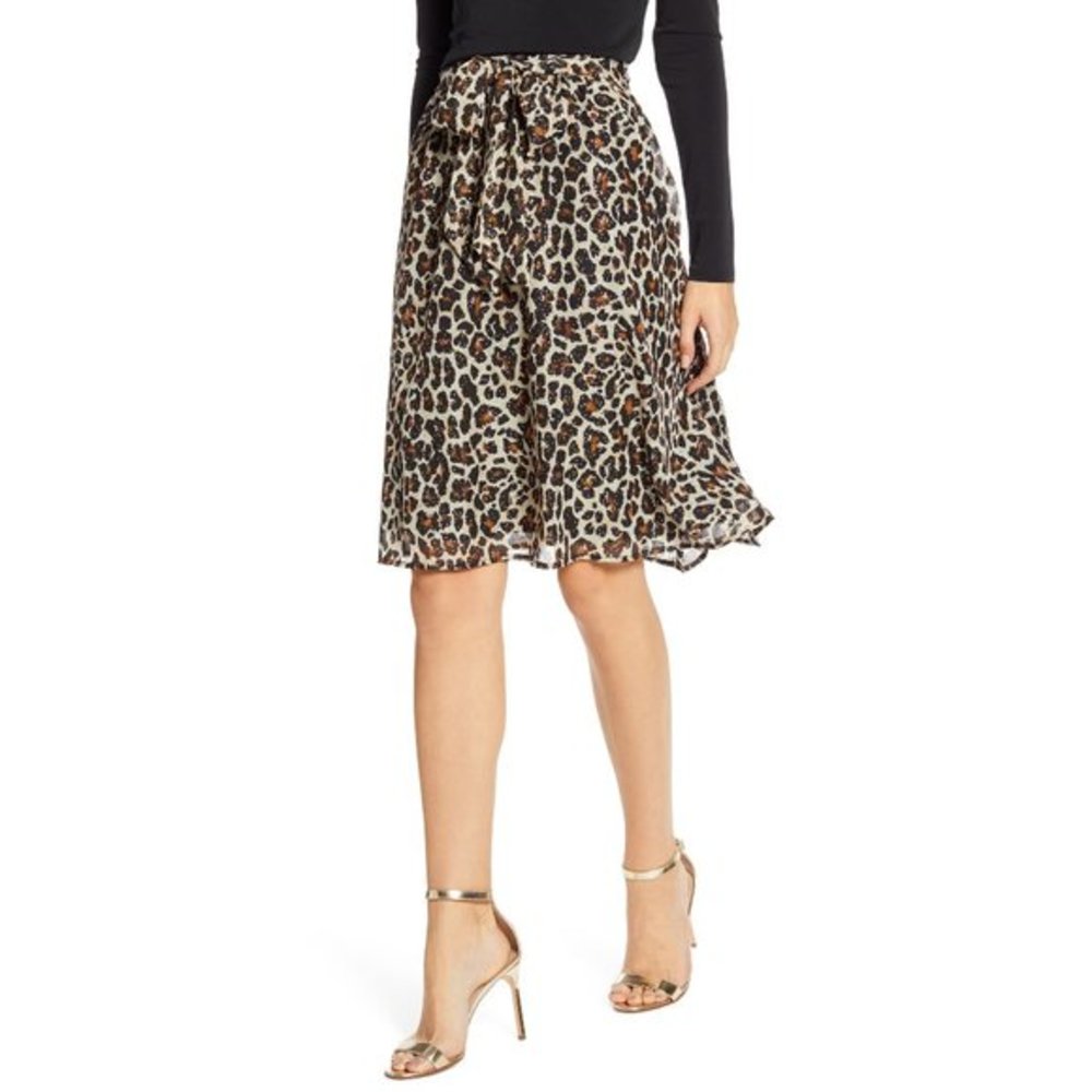 NWT Nordstrom Gibson Animal Print Bow Detail Skirt